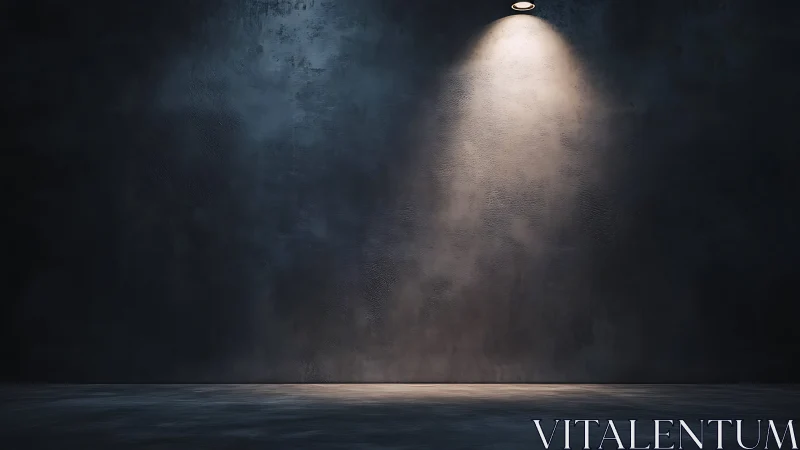 Overhead spotlight illuminates textured dark concrete wall
