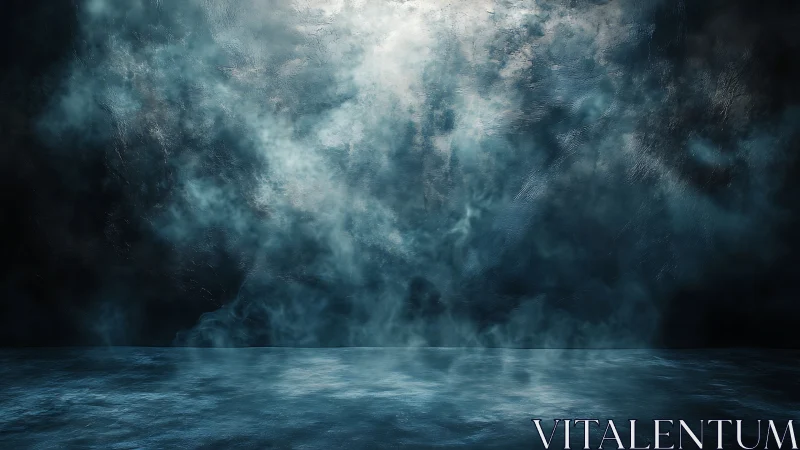 Dark misty studio background with smoky textured floor.