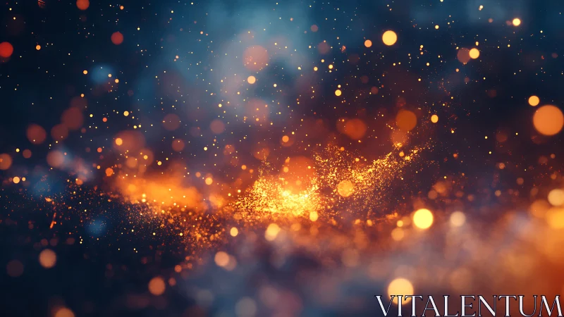 Golden Particle Explosion Against Deep Teal Background.