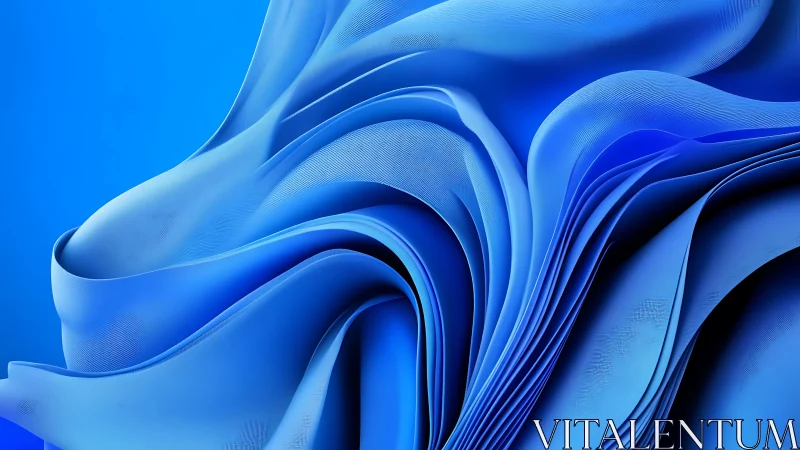 Layered blue abstract folds with flowing curved surfaces.