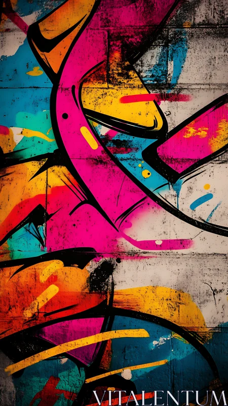 Electric neon graffiti arcs energize a weathered concrete wall.