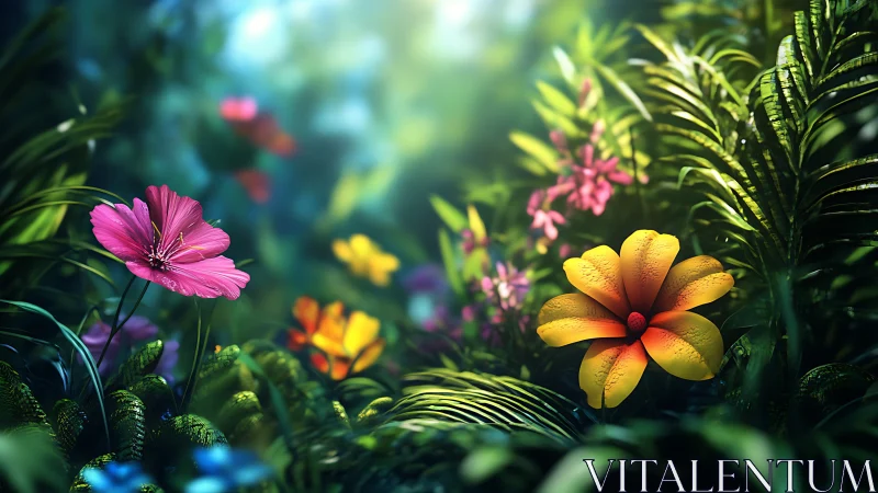 Vibrant Garden Flowers in Soft Focus Bloom.