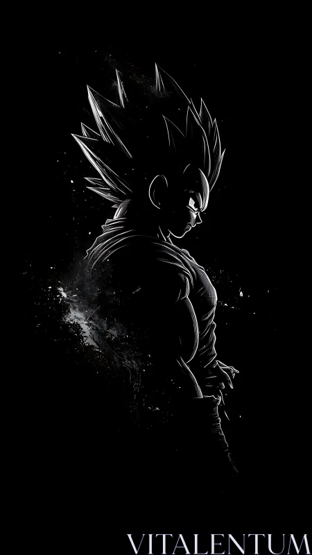 High-contrast anime warrior silhouette with splatter edge lighting