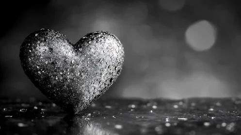 Crystalline Heart Weeps Diamonds Across Monochrome Theater