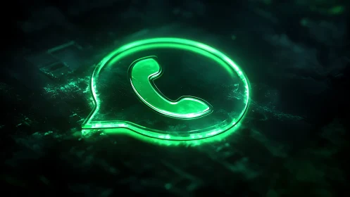 Neon green chat icon rendered with glowing holographic edge.