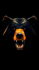 Low-poly geometric bear head with angular roaring jawline.