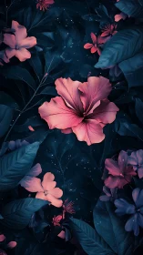 Neon Flowers in Dark Garden