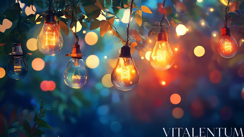 Twilight garden lanterns hum softly between drifting leaves