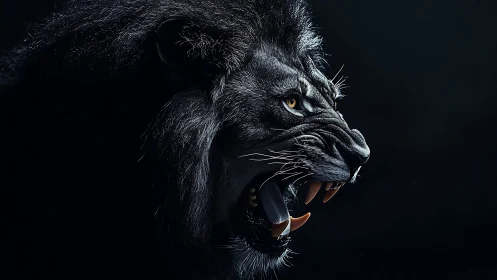 Black panther profile renders detailed roaring head study