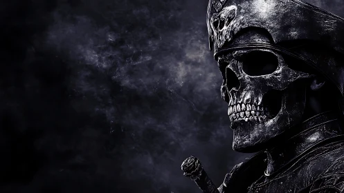 Armored skeletal warlord rendered with high-contrast metallic shading