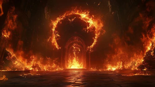 Apocalyptic Gate Engulfed in Inferno.