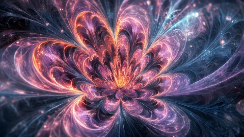 Fractal nebula bloom with luminous radial petal structures.