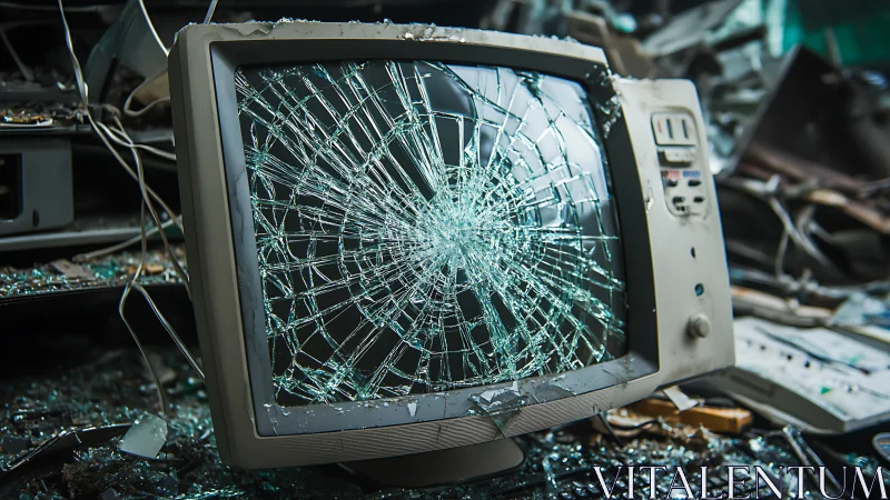 Shattered vintage monitor tells a bold story of endings