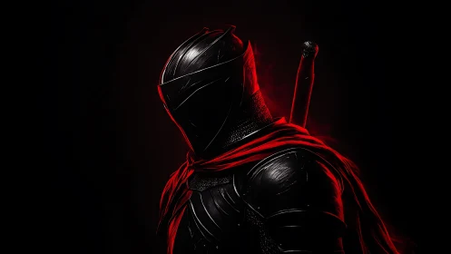 Shadowed knight in crimson cloak invites a bold story