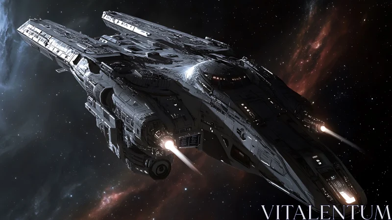 Armored star cruiser rendered with cinematic 3D lighting detail