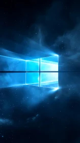 Luminous window of light drifting through a quiet starfield.