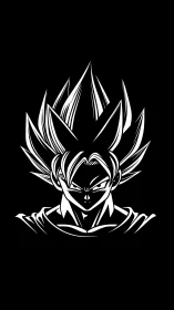 Stark monochrome warrior portrait with spiked energy hair.