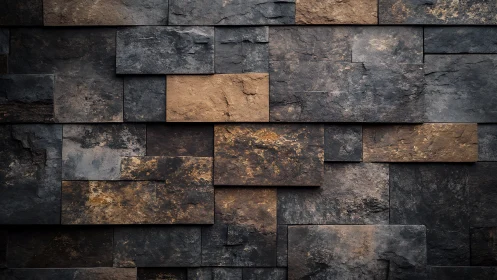 Textured slate stone wall with staggered geometric pattern.