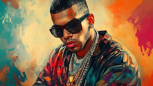 Vibrant hip hop portrait radiates cool confidence in color