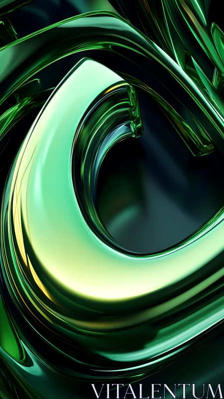 Emerald glass vortex curves reflect cinematic neon light.