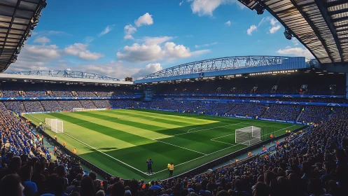 Packed football stadium captures vibrant matchday atmosphere