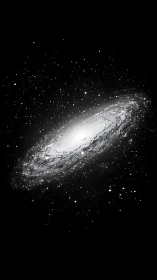 Starlit spiral galaxy drifting through a midnight cosmos.