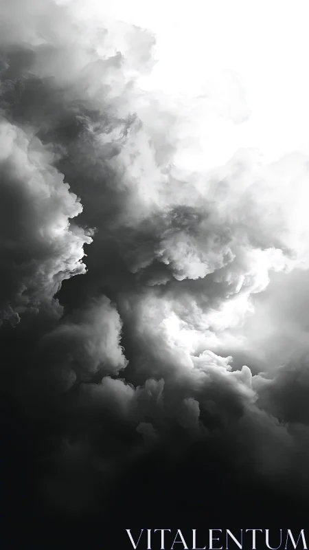 Storm cloud column rises into stark white sky opening