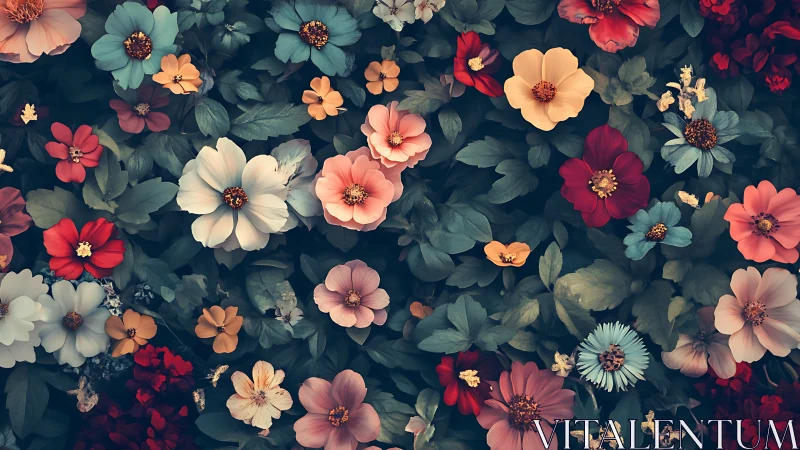 Vintage Floral Garden: Abundance of Blooms in Muted Tones