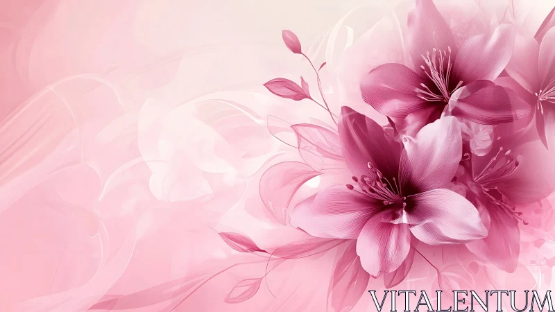 Pink Floral Bloom with Ethereal Petals and Buds