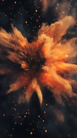 Explosive Energy Burst with Fiery Particles and Dark Sky