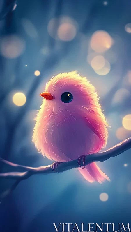 Pink and magenta bird perched on branch with bokeh background.