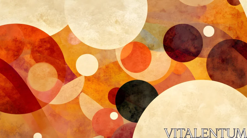 Warm Abstract Circles Art with Earthy Tones and Textured Effect.
