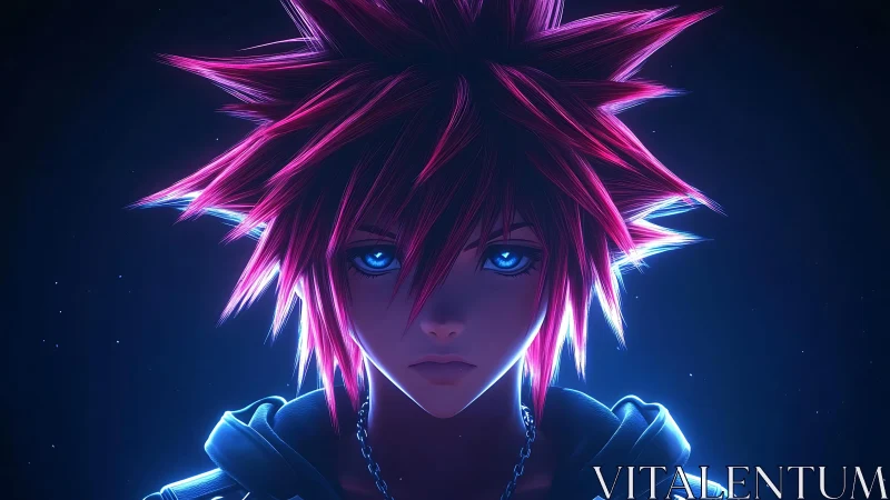 Neon-etched anime avatar with volumetric rim lighting study.