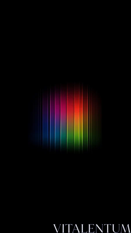 Chromatic light spectrum bars glow against deep black field