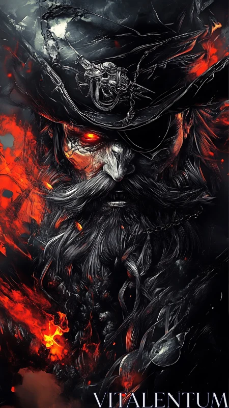 Storm-forged pirate captain with embers in his gaze.