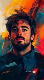 Brushstrokes crown a windswept portrait blazing with color