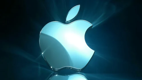 Luminescent Apple Glows Against Moody Teal Dreamscape