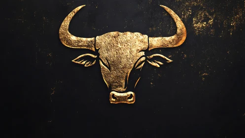 Textured gold bull emblem on distressed matte black field