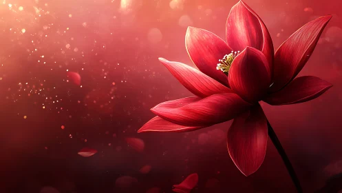 Crimson Bloom Whispers: Digital Lotus Dream.