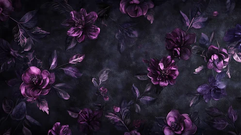 Midnight Blooms: Dark Florals Dance in Purple Reverie
