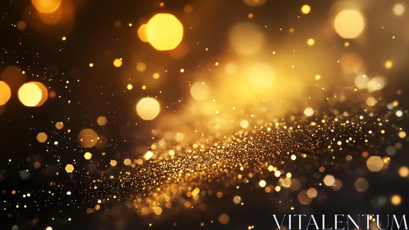 Sparkling Golden Bokeh Lights with Glitter Texture, Abstract Art.
