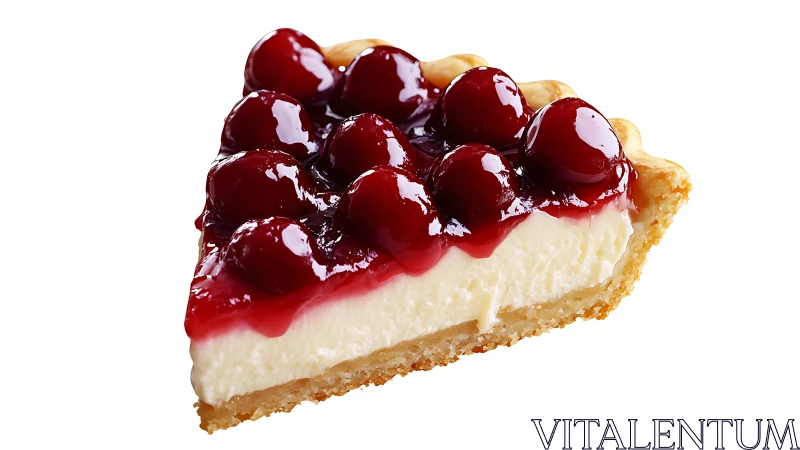 Juicy cherry cheesecake slice glows with glossy sweetness
