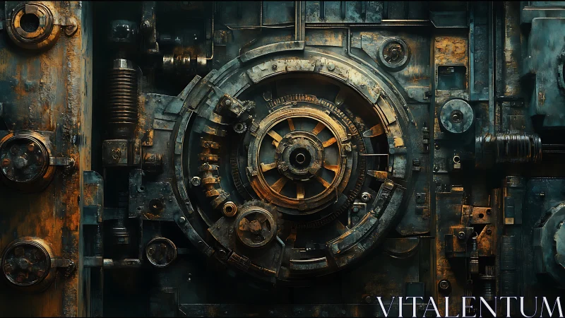 Corroded radial gear lock assembly shows intricate mechanical decay