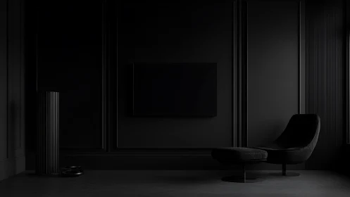 Deep charcoal lounge invites quiet moments and soft reflection