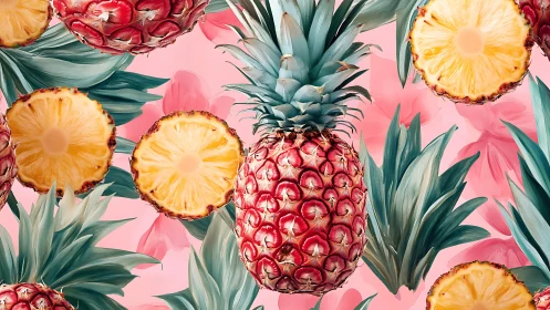 Pineapple daydream parade on cotton candy skies of summer.