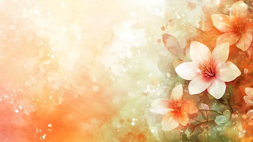 Soft Floral Garden with Warm Peachy Bokeh Lights