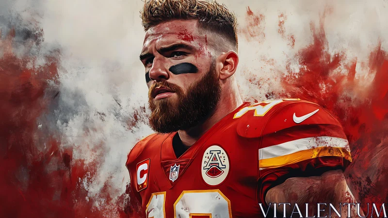 Grit and color collide around a focused football warrior.