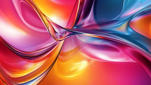 Curved translucent bands intersect across saturated gradients