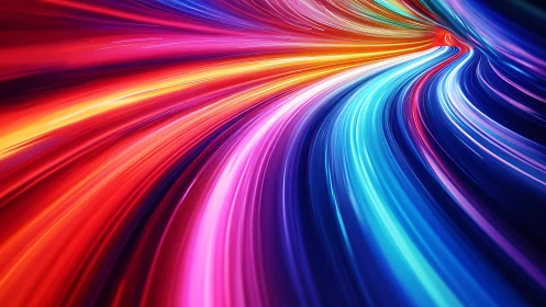 Multicolored curved light trails in abstract motion field.
