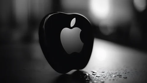 Black heart-shaped object with cutout logo rests on surface